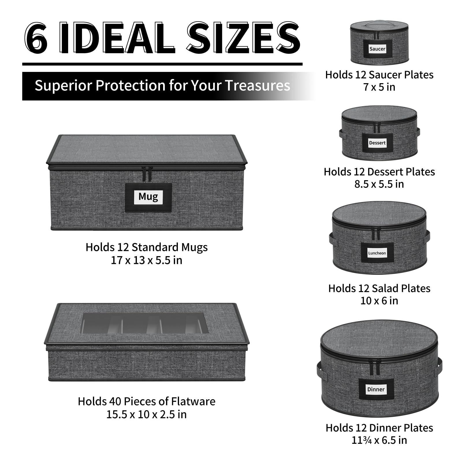 Aokeyee storage interior with plush lining cushions fragile dinnerware to prevent scratches.