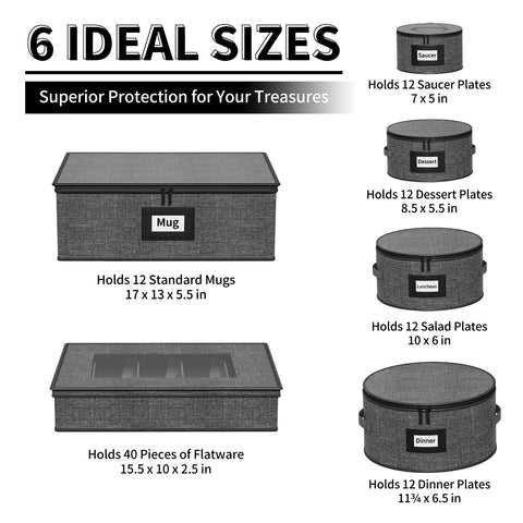 Aokeyee storage interior with plush lining cushions fragile dinnerware to prevent scratches.