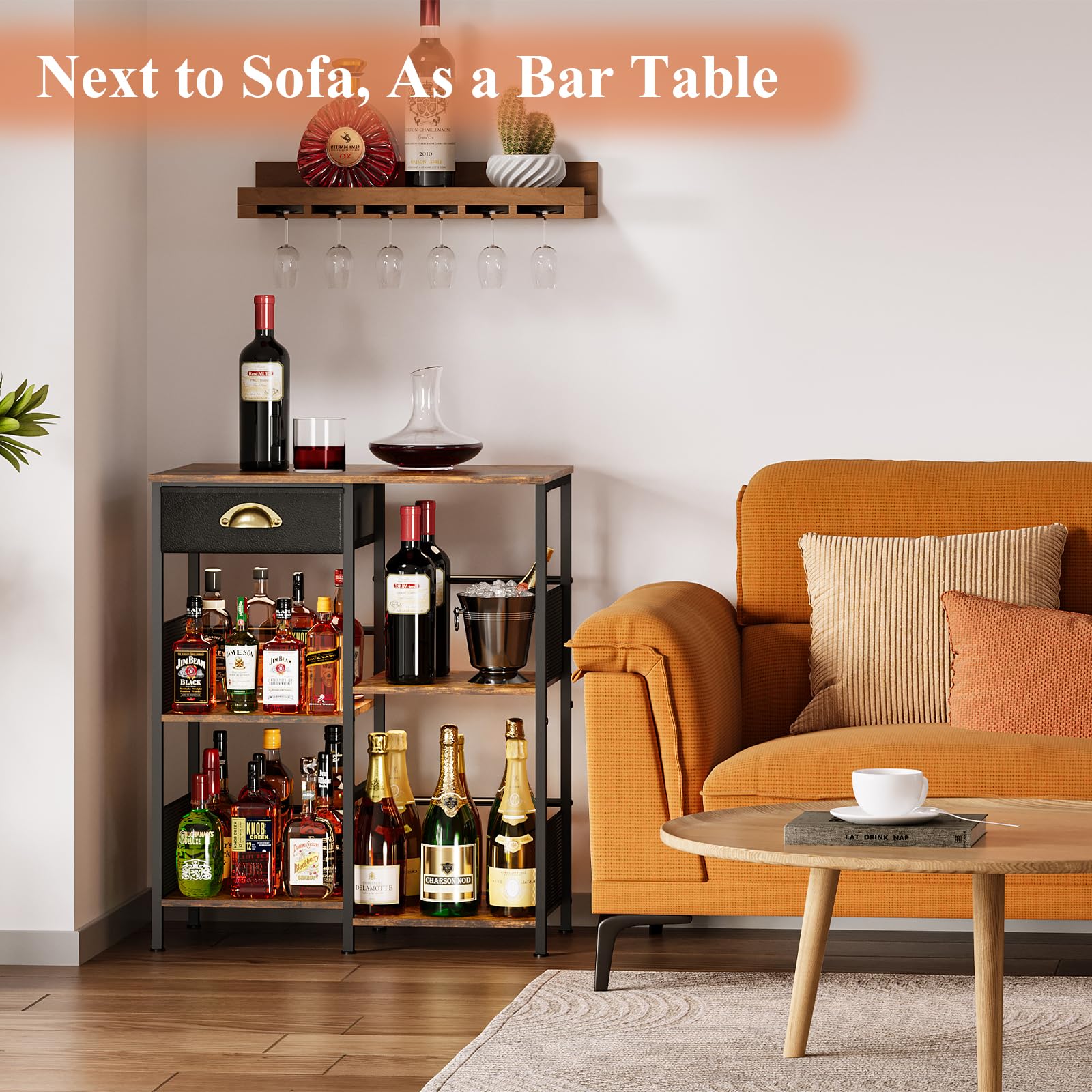 Aokitsink liquor cabinet adjustable feet stabilize on uneven floors