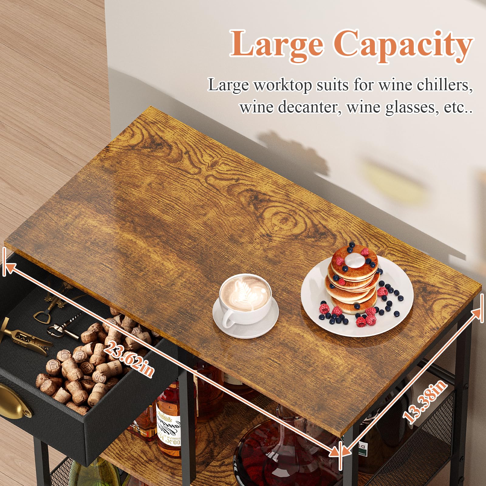 Aokitsink liquor cabinet iron and wood frame ensures durability
