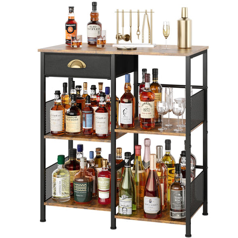 Aokitsink liquor cabinet with drawer keeps bar tools organized for easy access