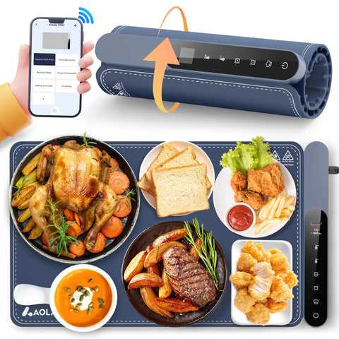 AOLADY food warming mat on a countertop keeps dishes warm for gatherings.