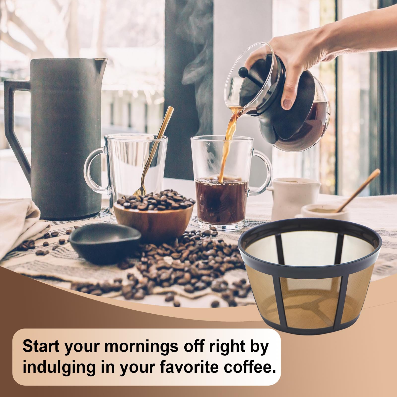 Box includes two filters and one coffee spoon