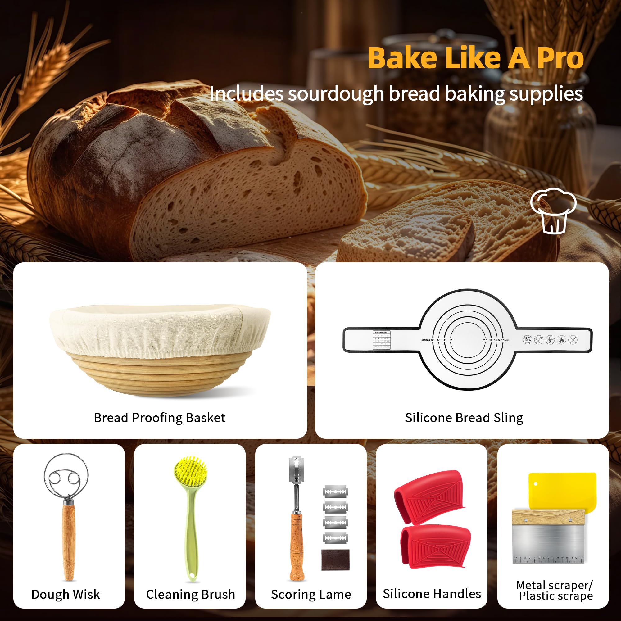 Aollewoiti proofing basket included for optimal bread proofing and texture.