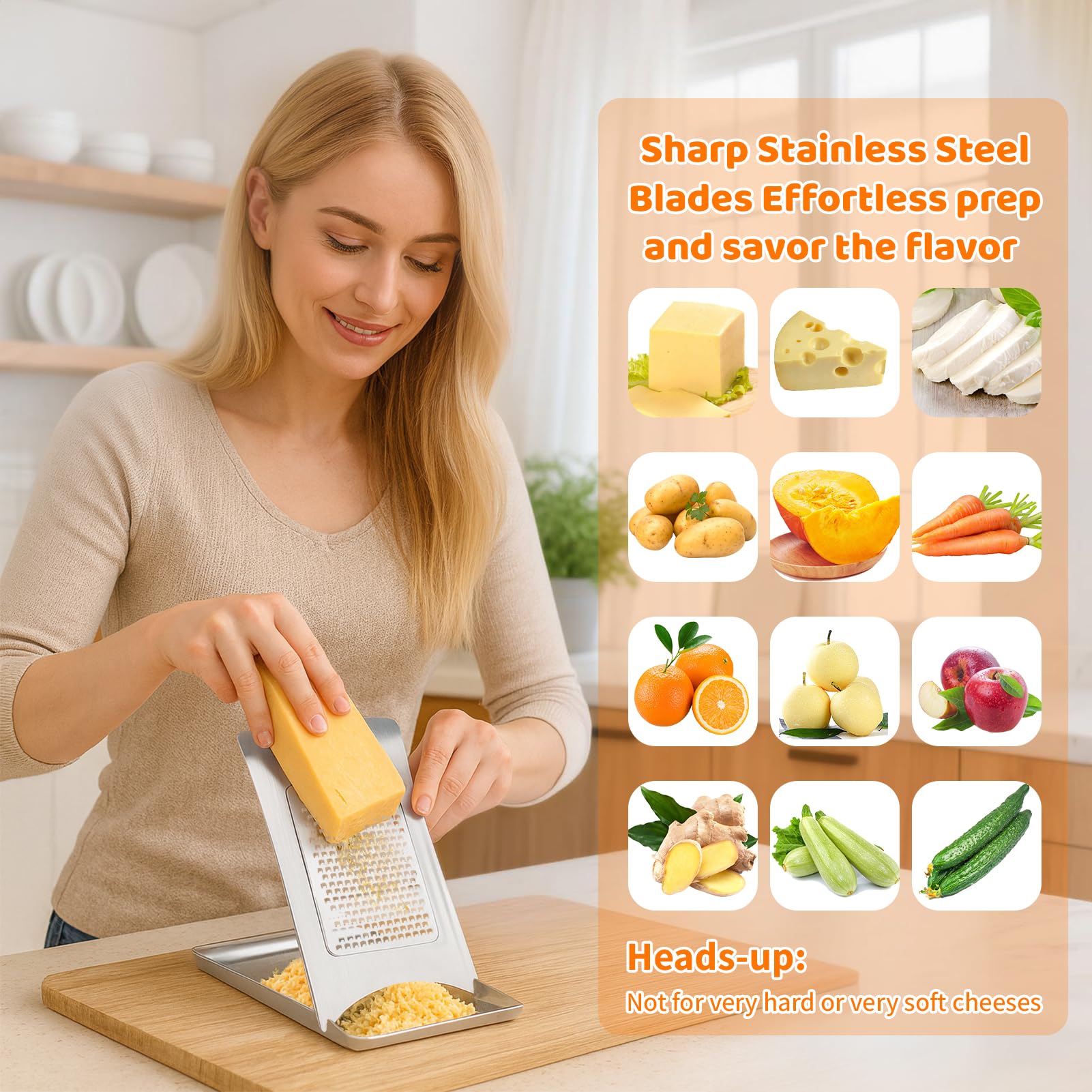 Aolzg built-in tray base provides stable slicing and grating.