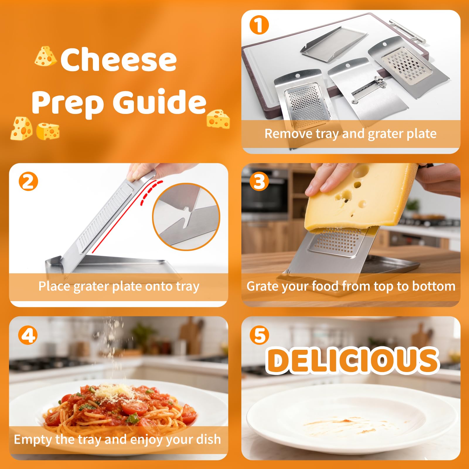 Aolzg grater and shredder handle cheese, potatoes, and chocolate.