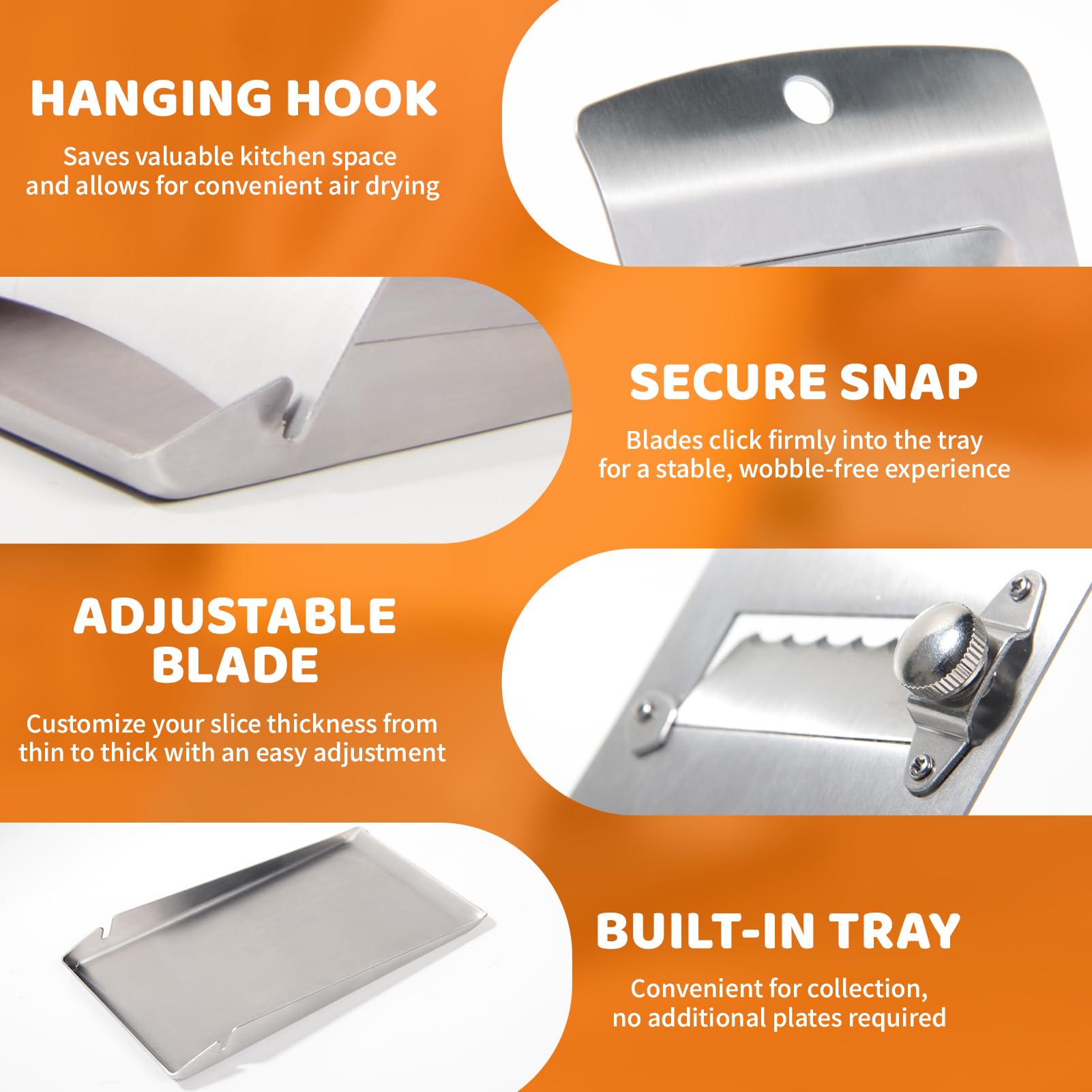 Aolzg 430 stainless steel blades close-up for sharp, durable cuts.