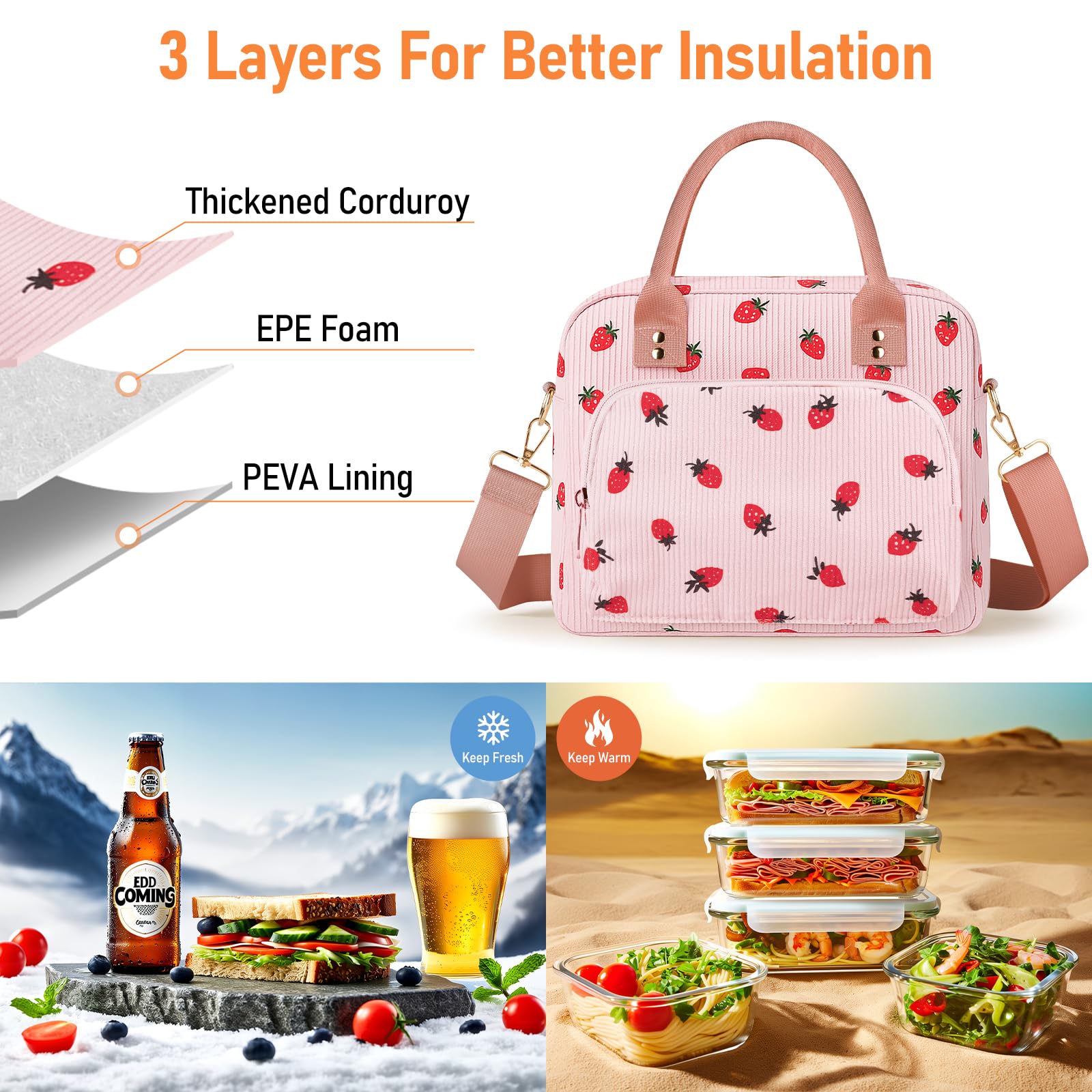 Front zipper and back pocket organize essentials