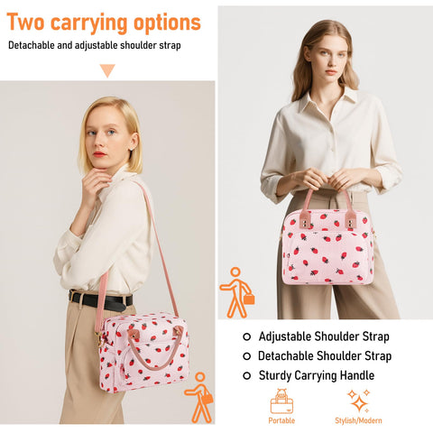 Large capacity fits two lunch boxes and drinks
