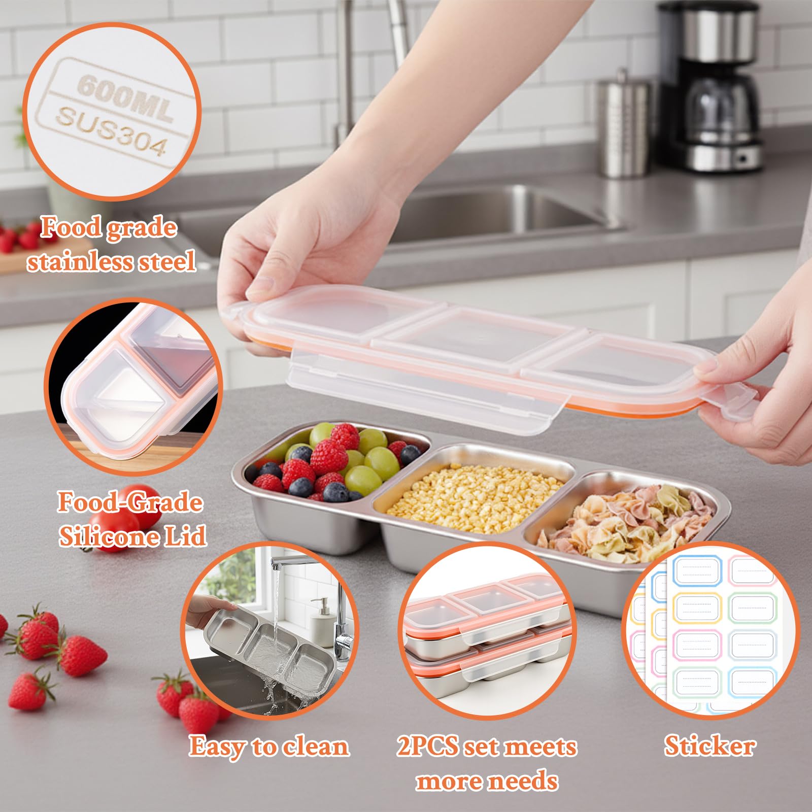 Aomeskoitoy portable bento-style box ideal for work, travel, or gym.