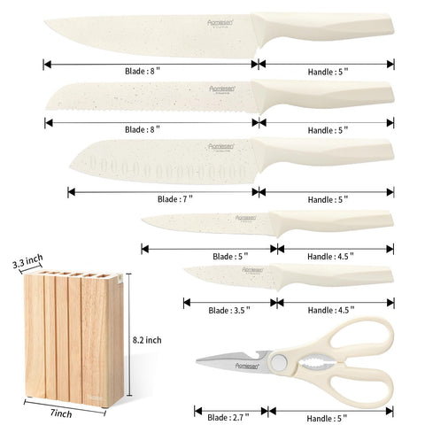 Aomiesen 7-inch Santoku knife showing balanced weight and precision.