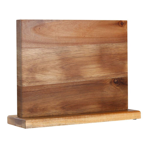 Aomiesen knife-block-holder acacia-magnet securely holds blades and saves counter space.