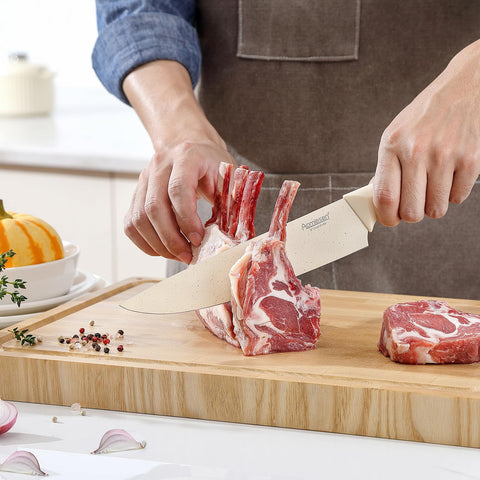 Aomiesen knife block with built-in sharpener for quick edge refresh.
