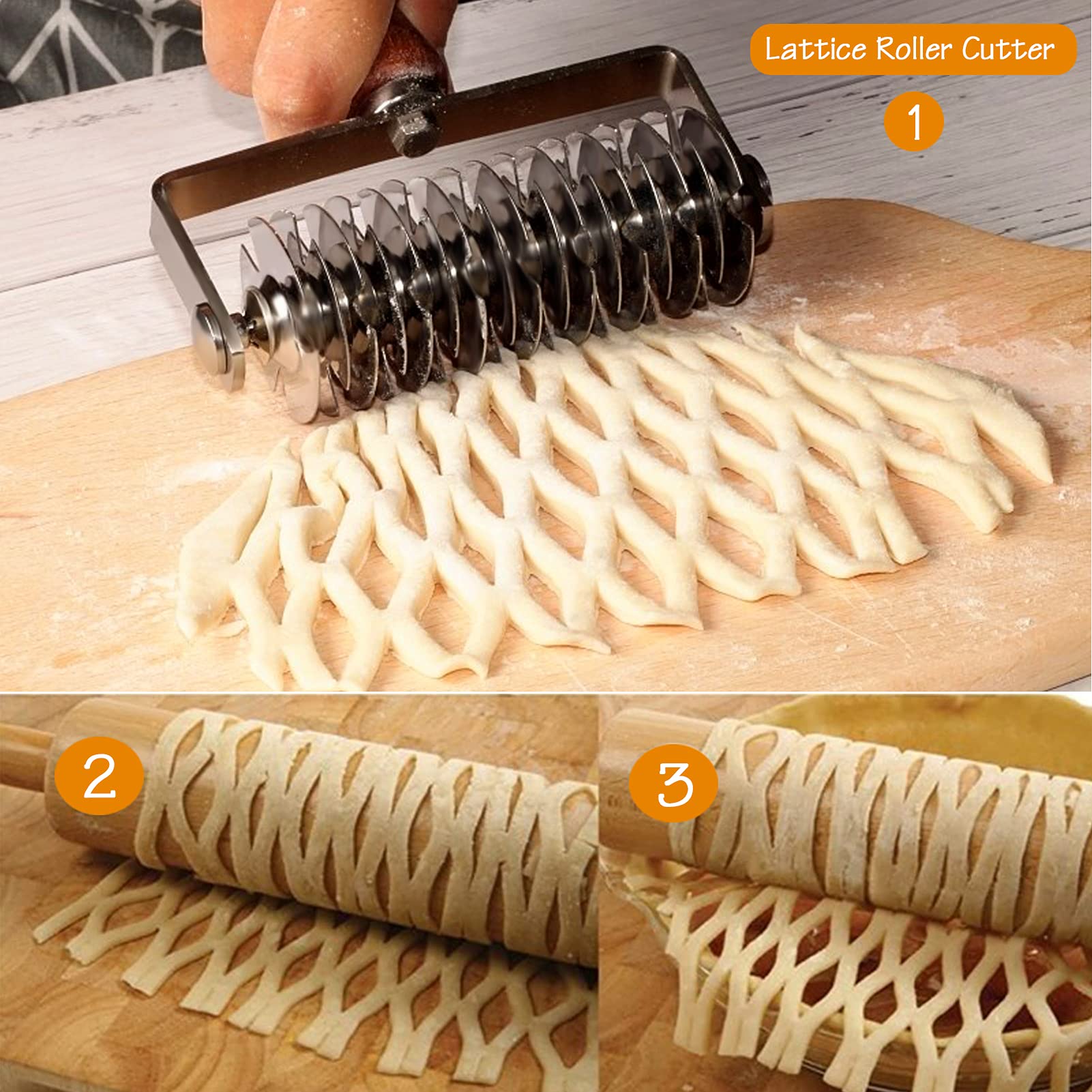 Aonagi multi-purpose lattice cutter suitable for pies, tarts, cookies, pizza crusts.