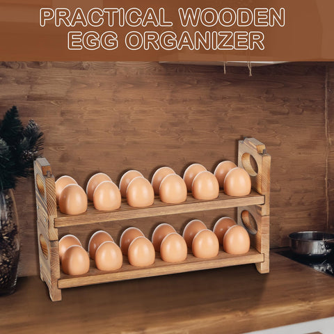 AOOHOOA wooden egg storage unit on kitchen counter with ample space.