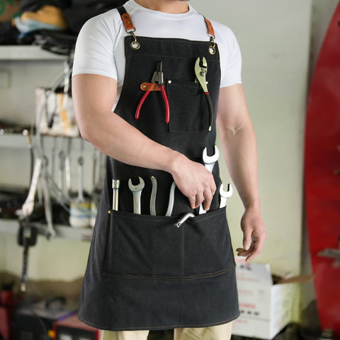 Aoomzoon apron pocket fits phone and notebook for quick access.