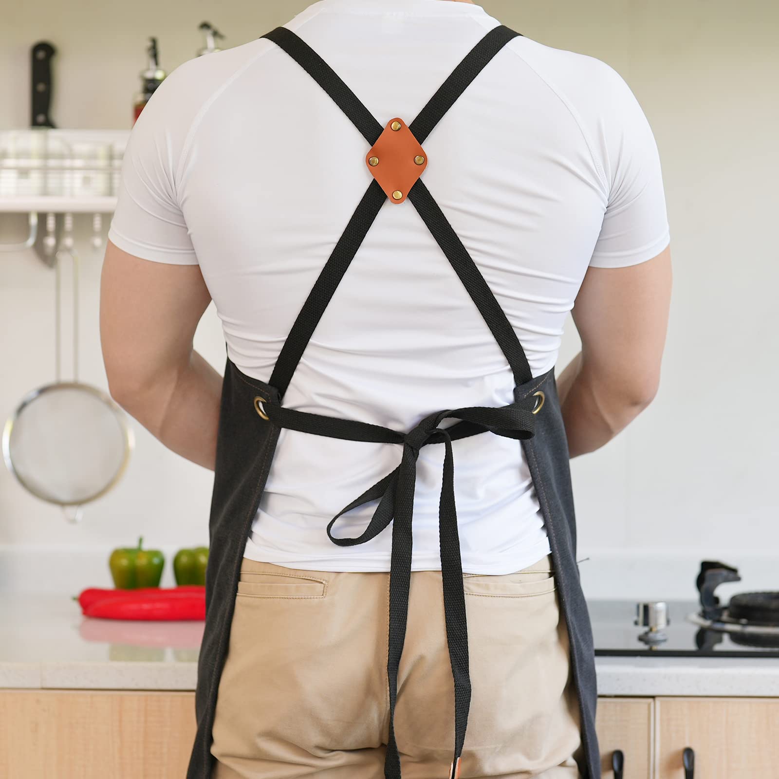 Aoomzoon hardware buckle and leather back strap add durable style.