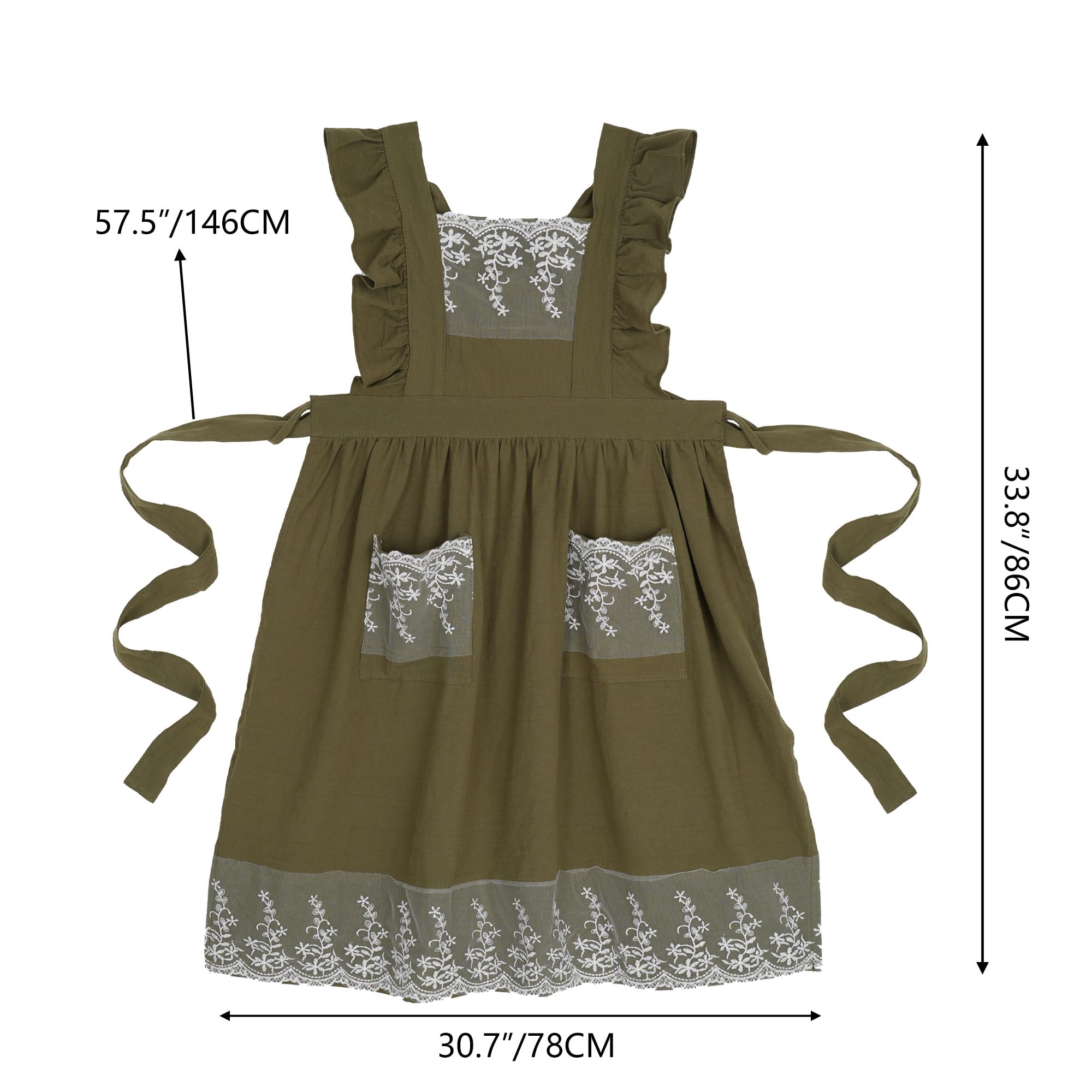 Aoomzoon army green apron in use for cooking and gardening.
