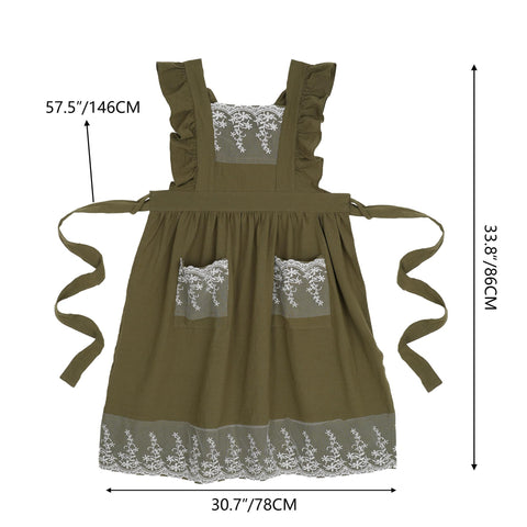 Aoomzoon army green apron in use for cooking and gardening.