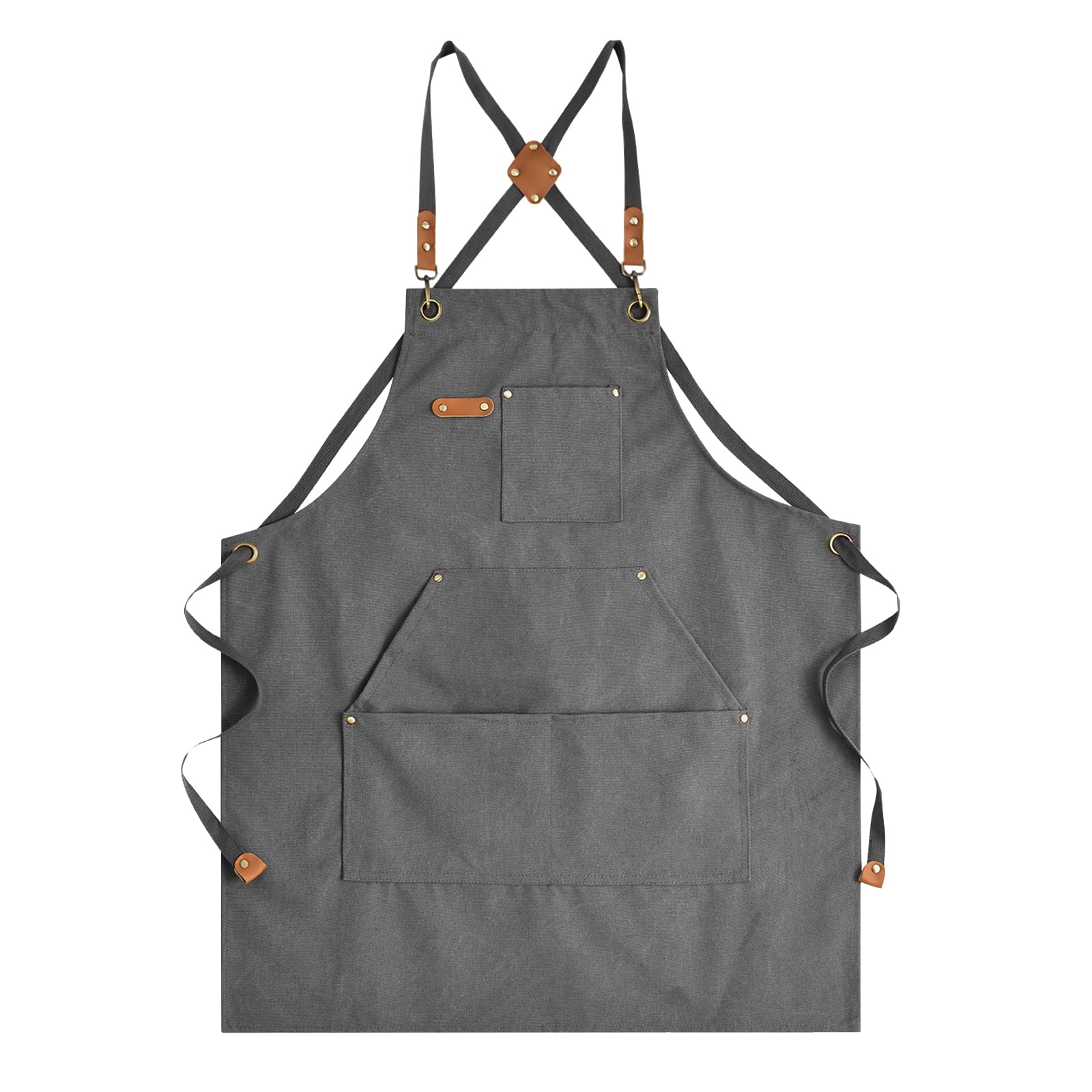 Aoomzoon canvas apron front view showing durable 16oz fabric and clean design for busy kitchens