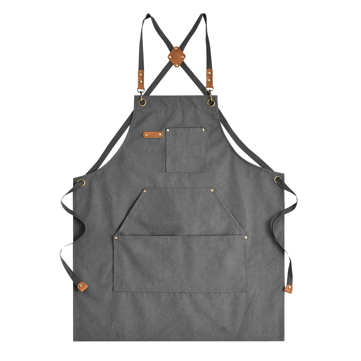 Aoomzoon canvas apron front view showing durable 16oz fabric and clean design for busy kitchens