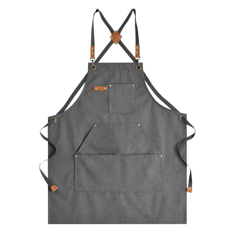 Aoomzoon canvas apron front view showing durable 16oz fabric and clean design for busy kitchens