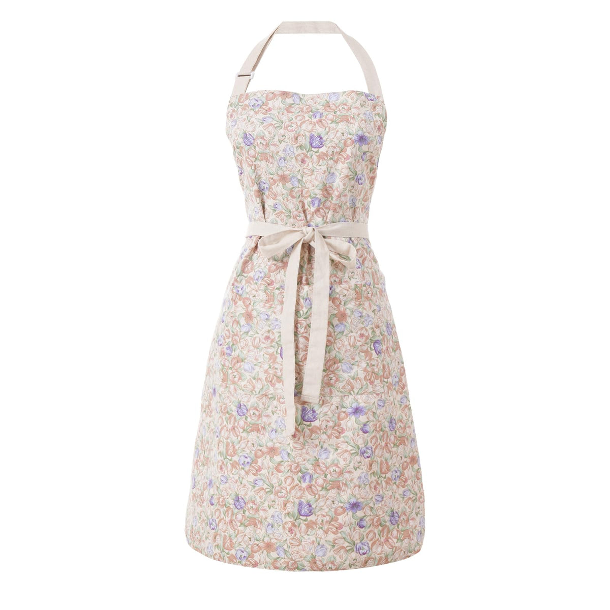 Aoomzoon double-sided floral brown apron for versatile cooking and crafts