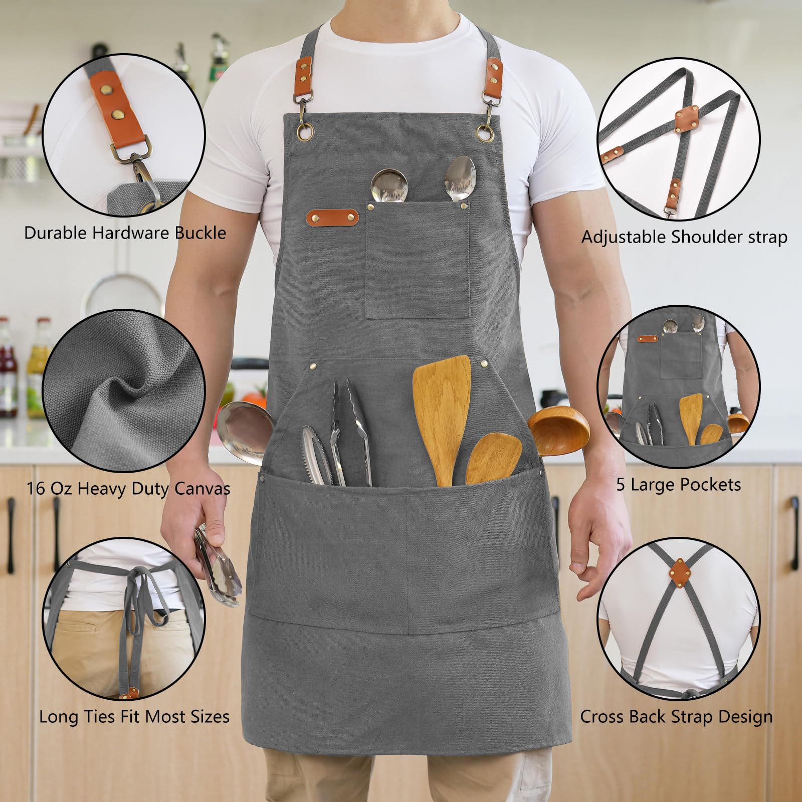 Aoomzoon heavy-duty apron buckle closeup with secure fit and stylish hardware