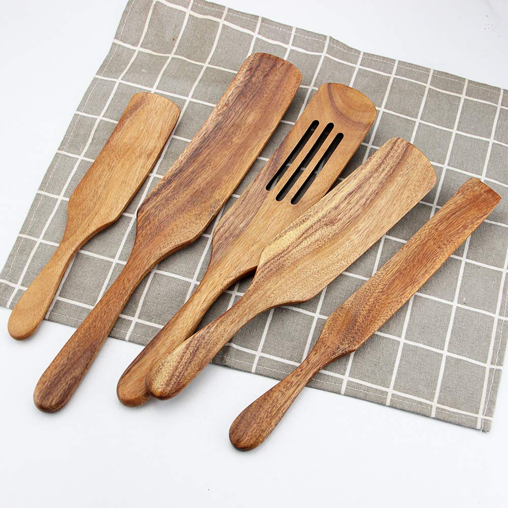 AOOSY spurtle set medium flat spatula emphasizes balanced weight for comfortable flipping and stirring.
