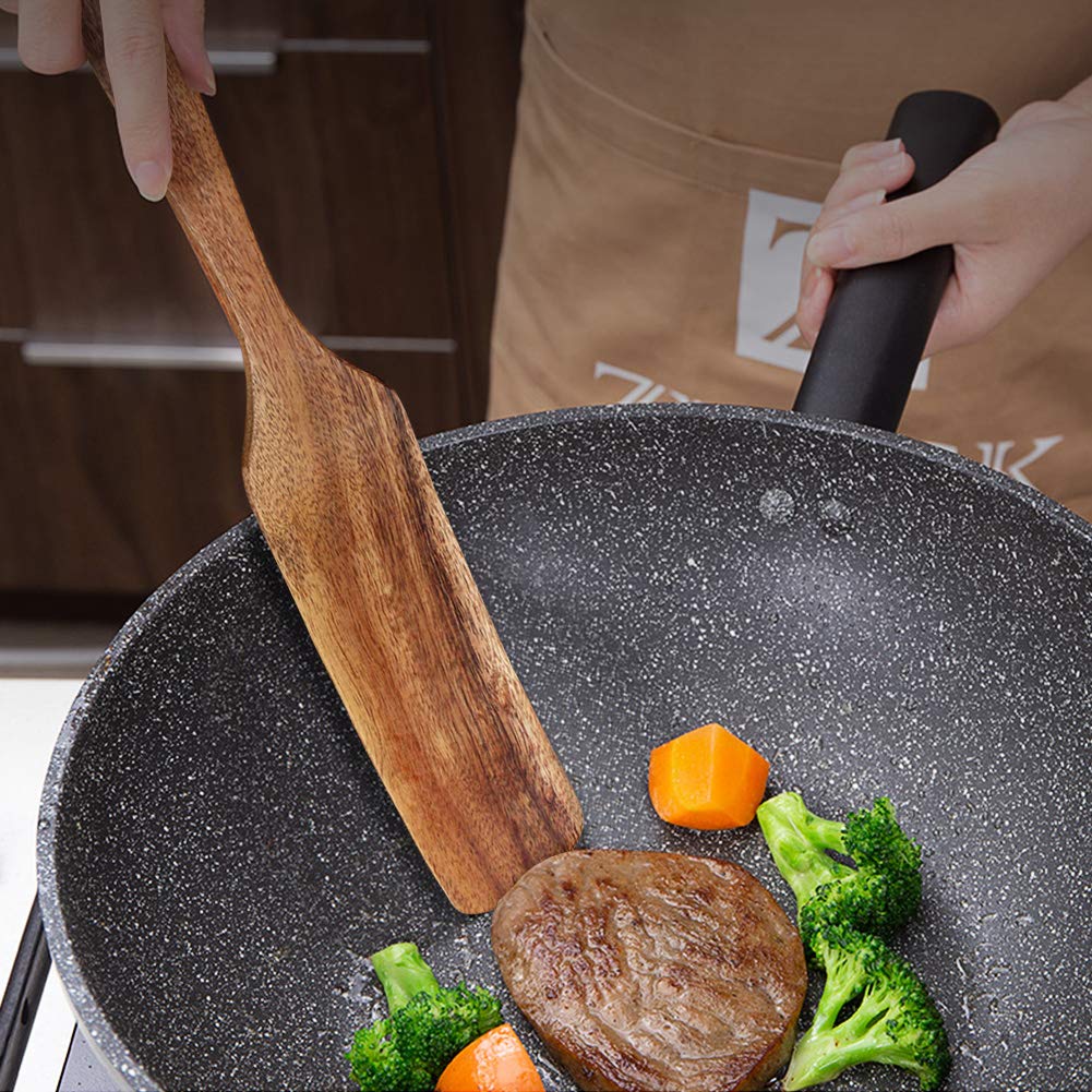 AOOSY spurtle set slotted spatula ideal for draining foods while preserving texture.