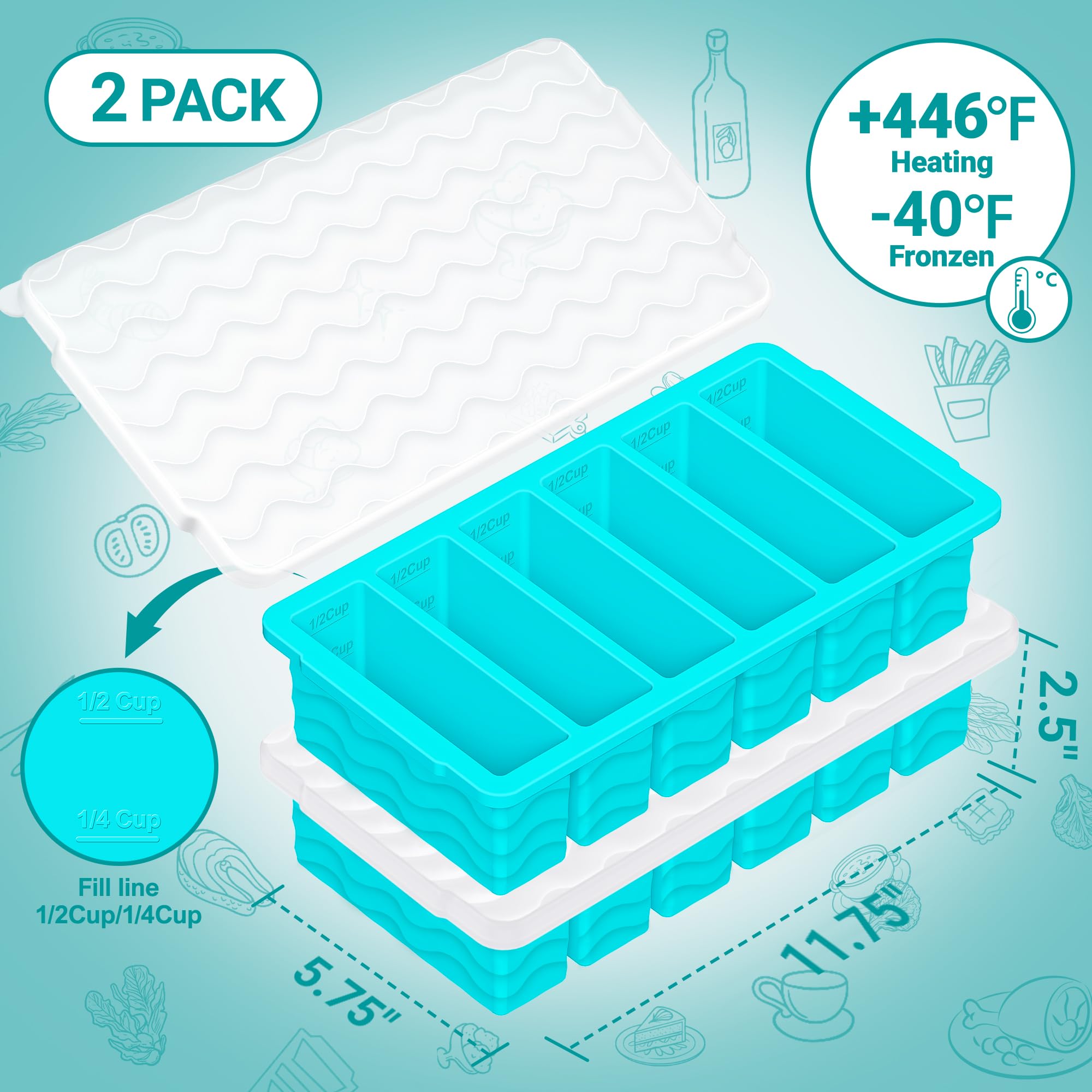 Aopigavi half-cup trays designed to batch-freeze 12 portions for quick meals.
