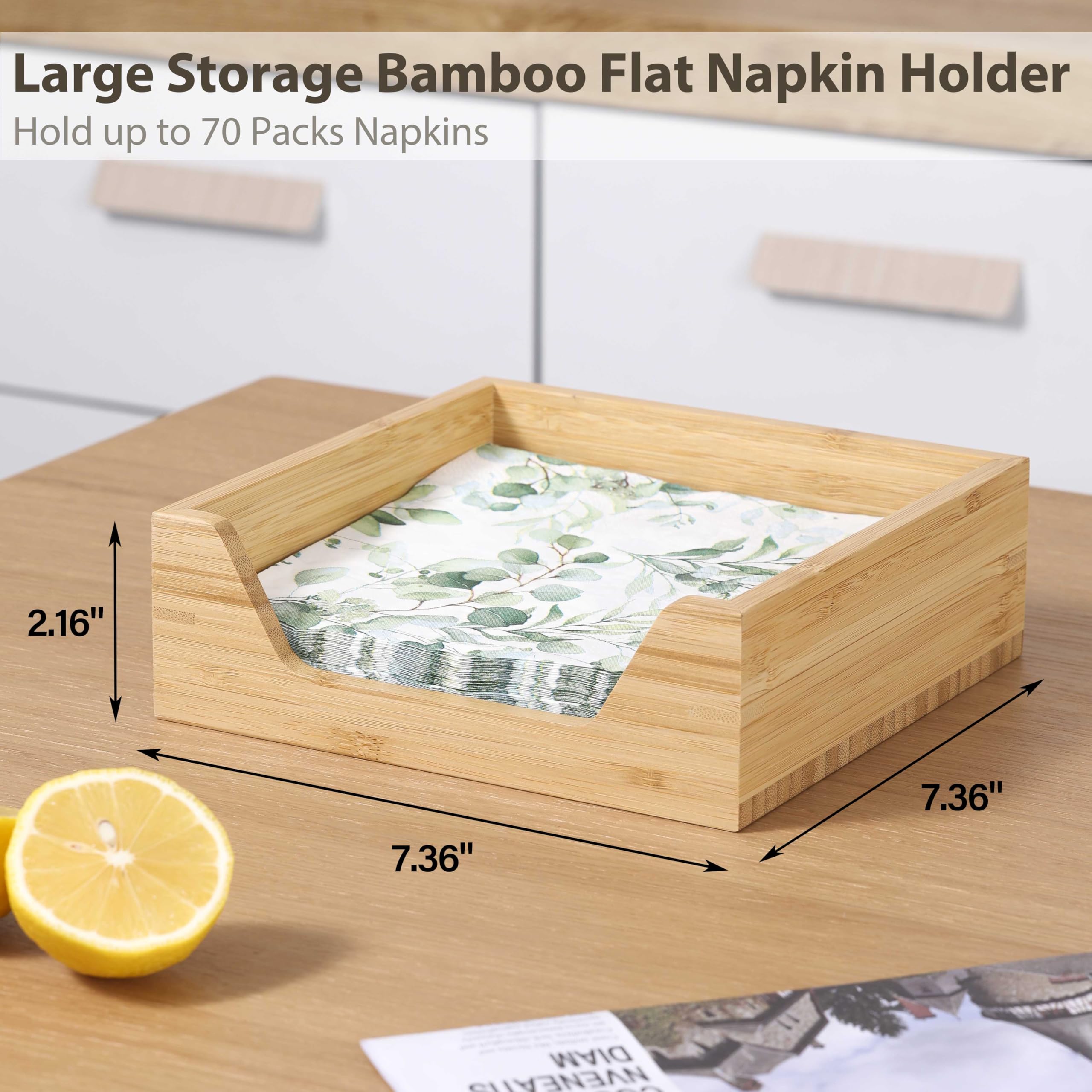Aoravvik bamboo napkin holder on a dining table adds rustic-modern style to decor.