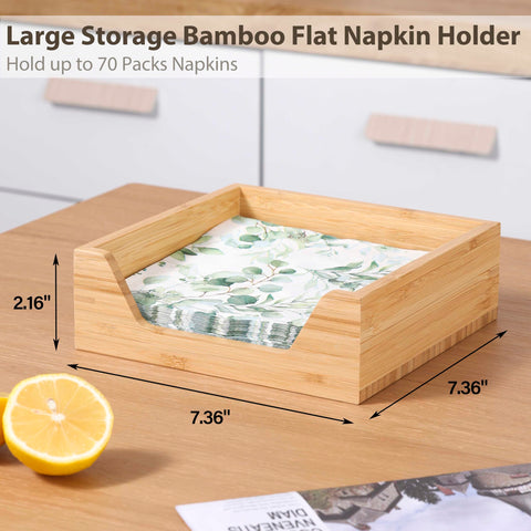 Aoravvik bamboo napkin holder on a dining table adds rustic-modern style to decor.