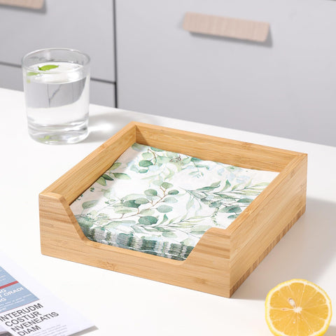 Aoravvik bamboo napkin holder for kitchens and dining rooms, durable and stylish.