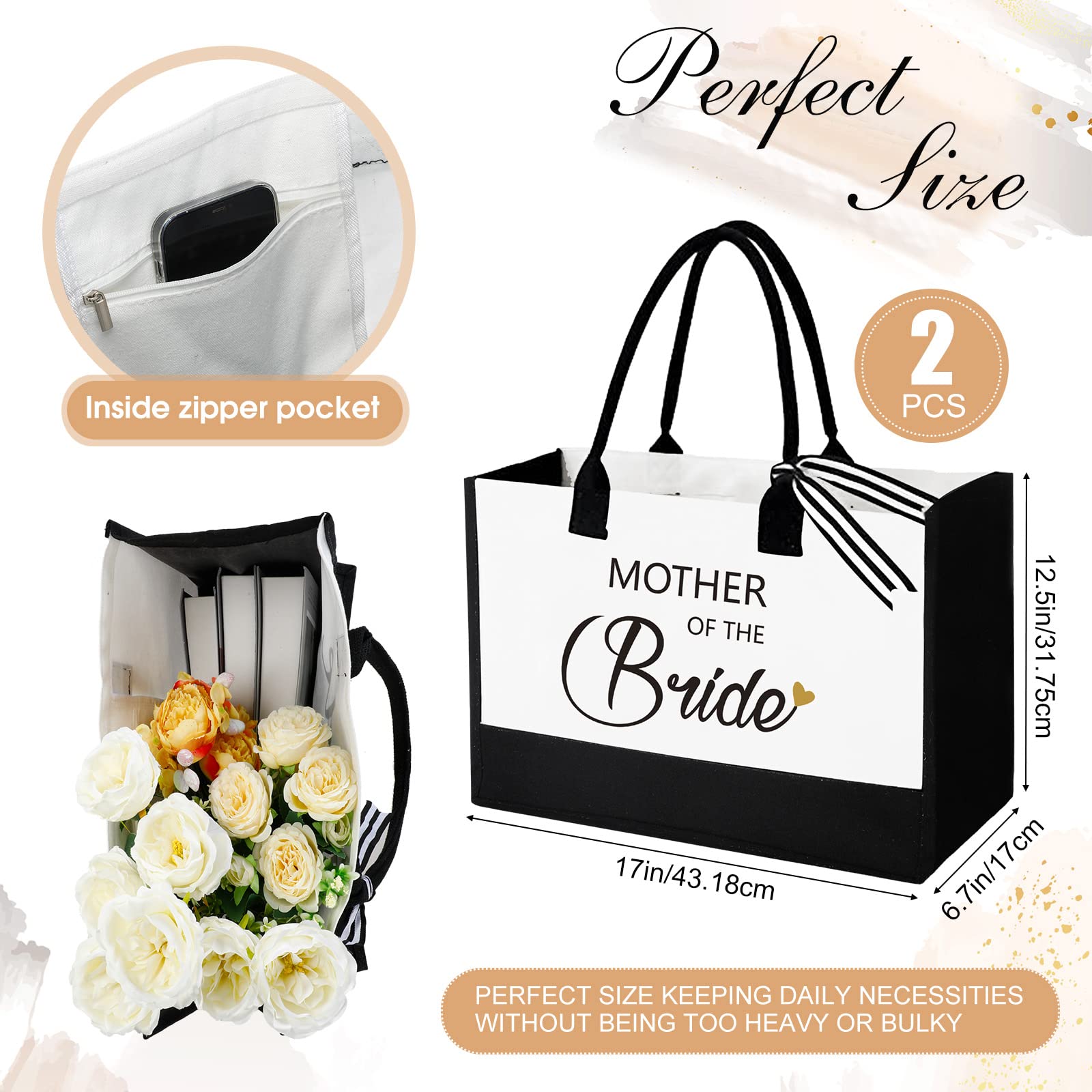 Aoriher mother of groom tote bag front view, practical wedding keepsake
