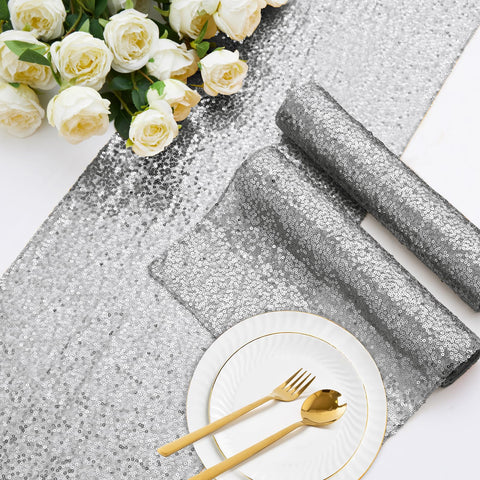 Aormenzy silver table runner decorates banquet tables with shimmering charm.