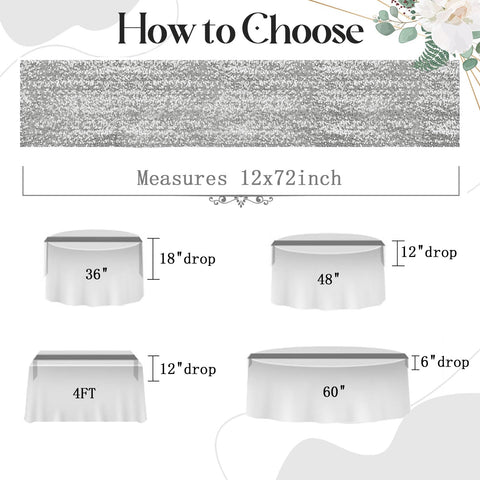 Aormenzy silver sequin runner on wedding tables adds sparkle and elegance.
