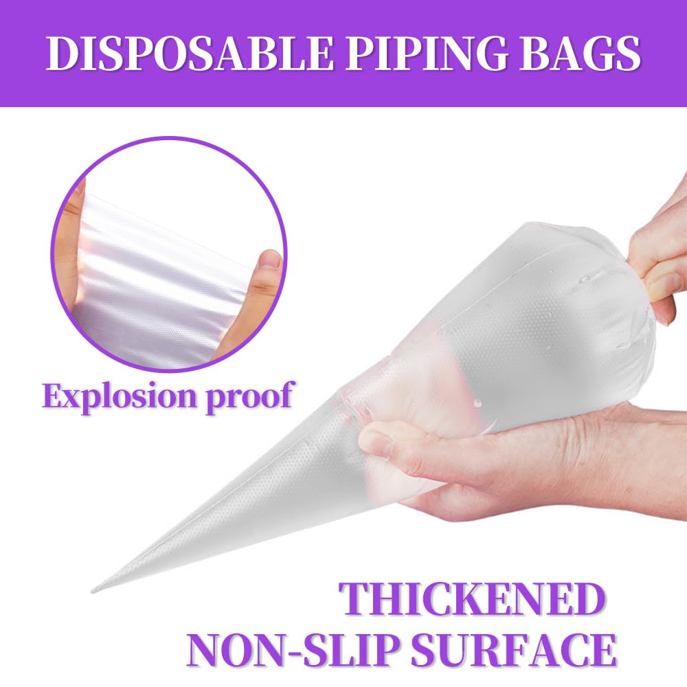AOSHIDINGSHUO thickened piping bag set with six reusable ties for leak-free storage.