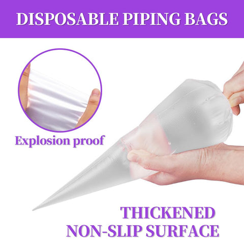 AOSHIDINGSHUO thickened piping bag set with six reusable ties for leak-free storage.