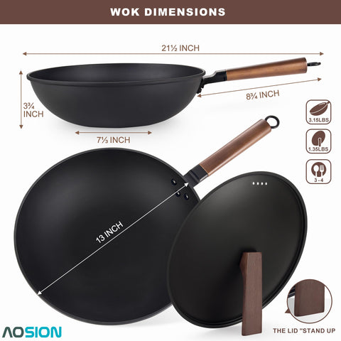 AOSION 12 piece wok set with utensils for complete stovetop cooking