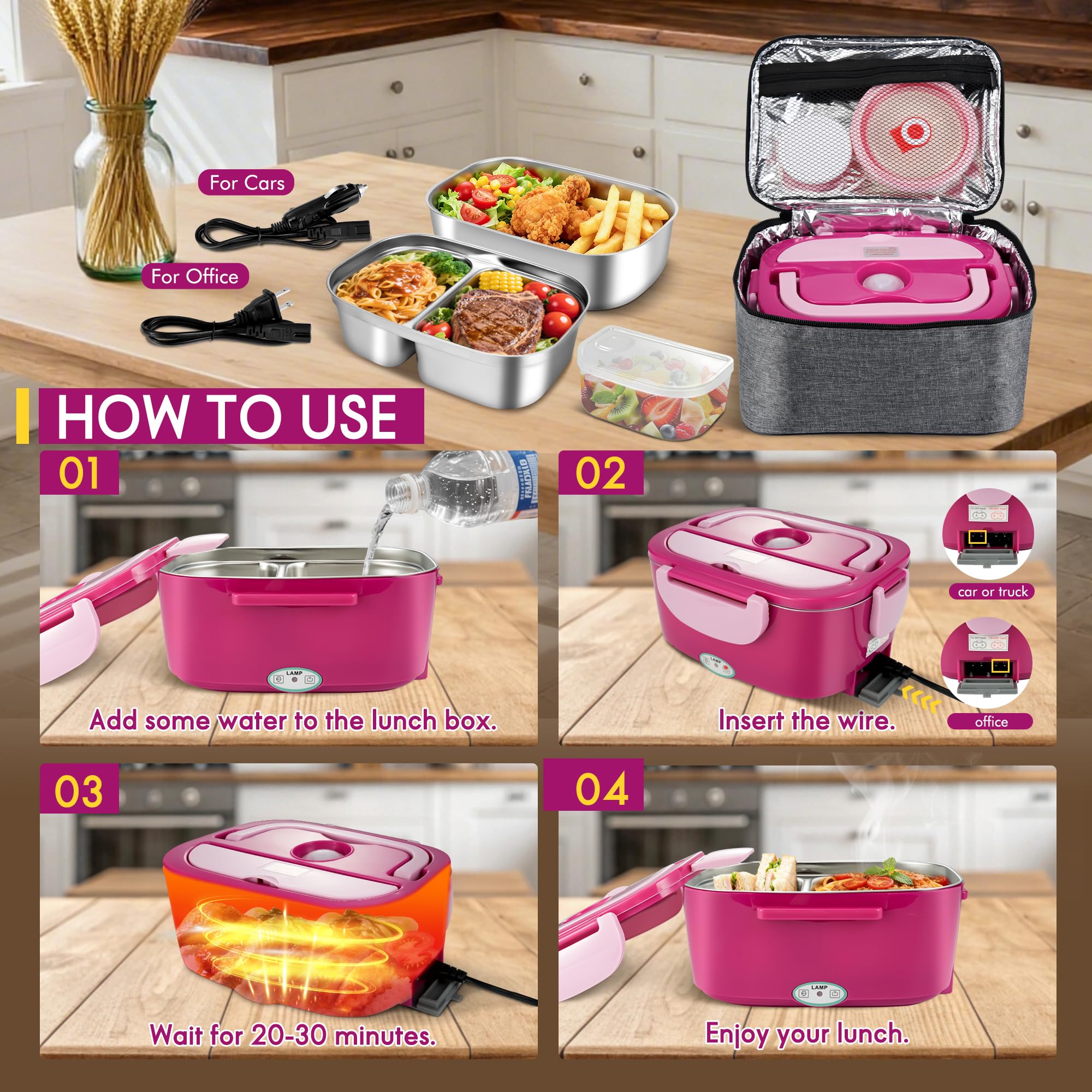 AOSION stainless steel inner container for durable, safe heating.