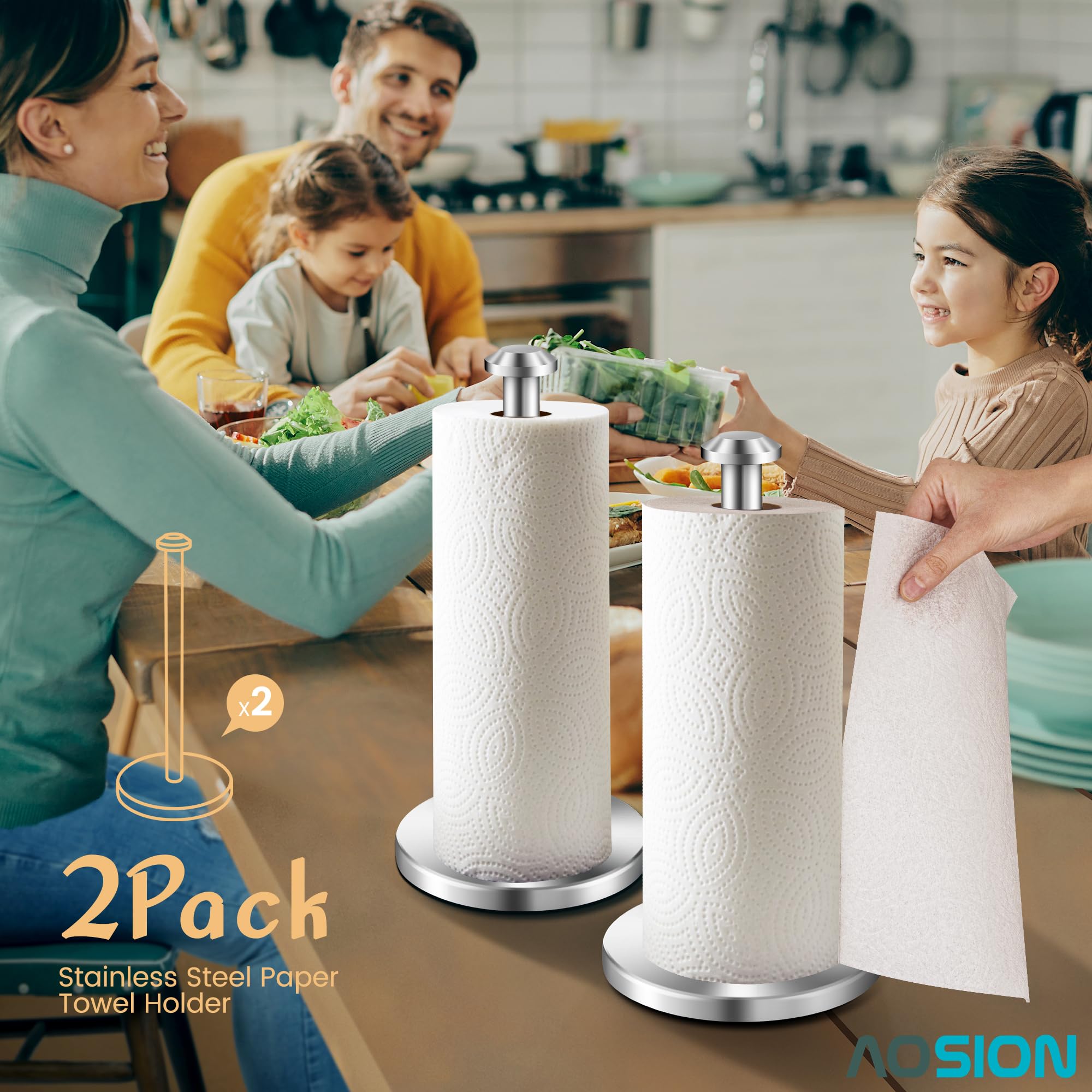 AOSION universal roll compatibility holds standard and jumbo rolls with a slim silhouette