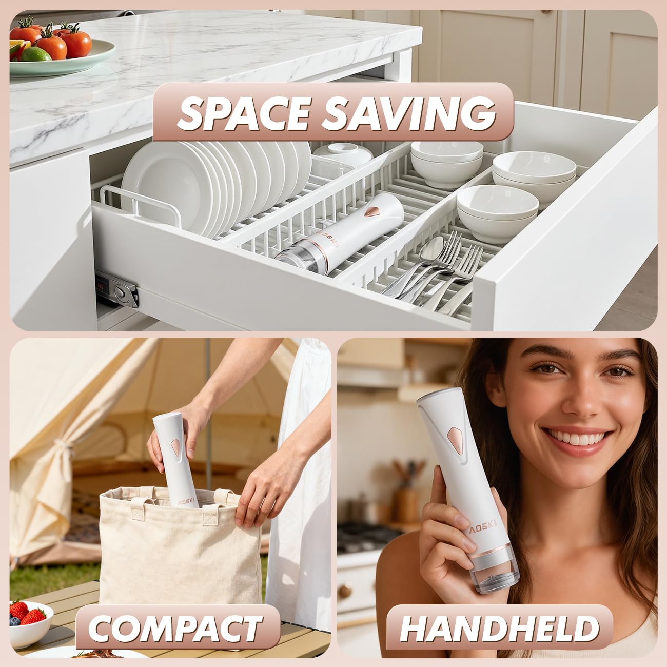 AOSKI compatible with standard and 3D valve bags for flexible storage.