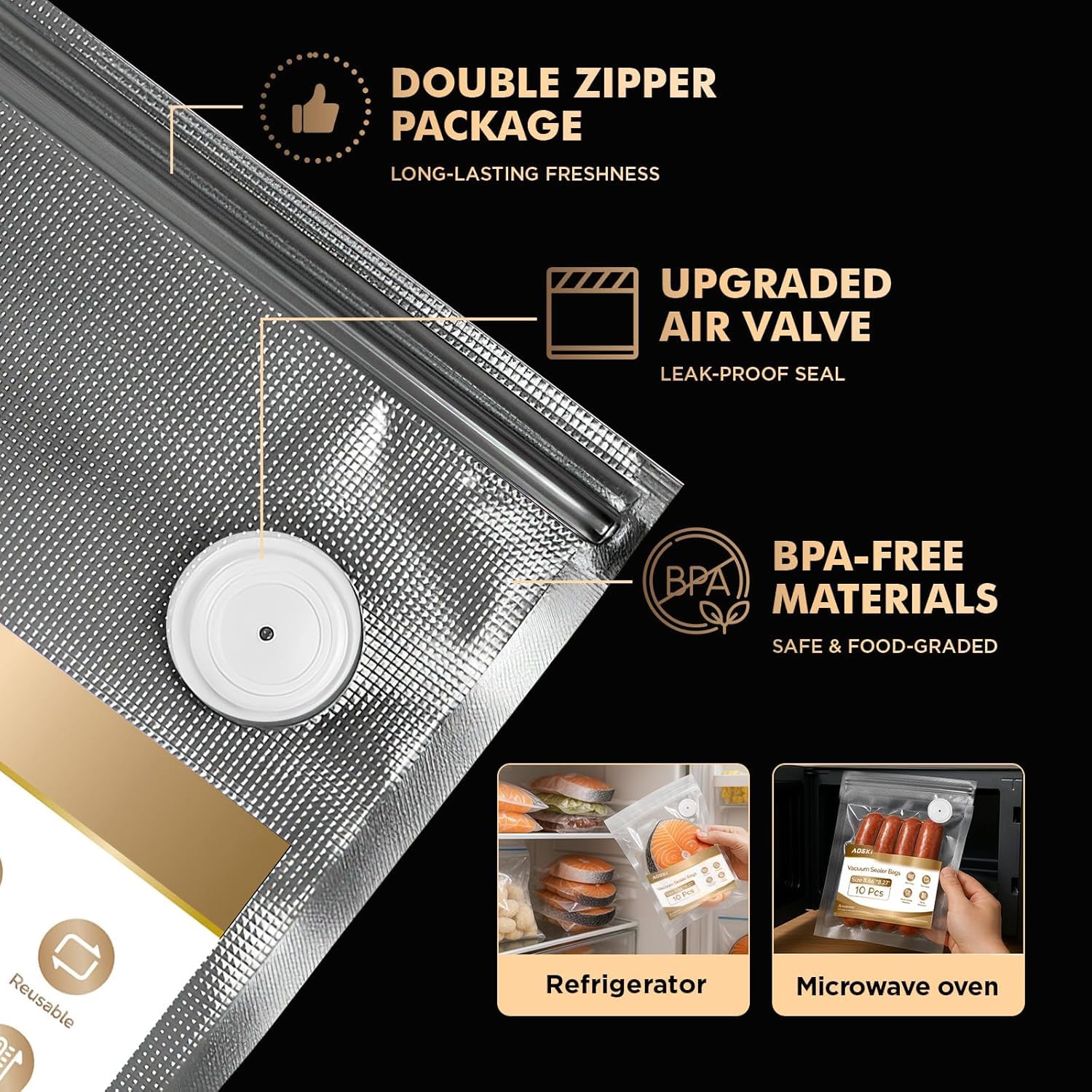 AOSKI kit with BPA-free bags and USB-C cable included.