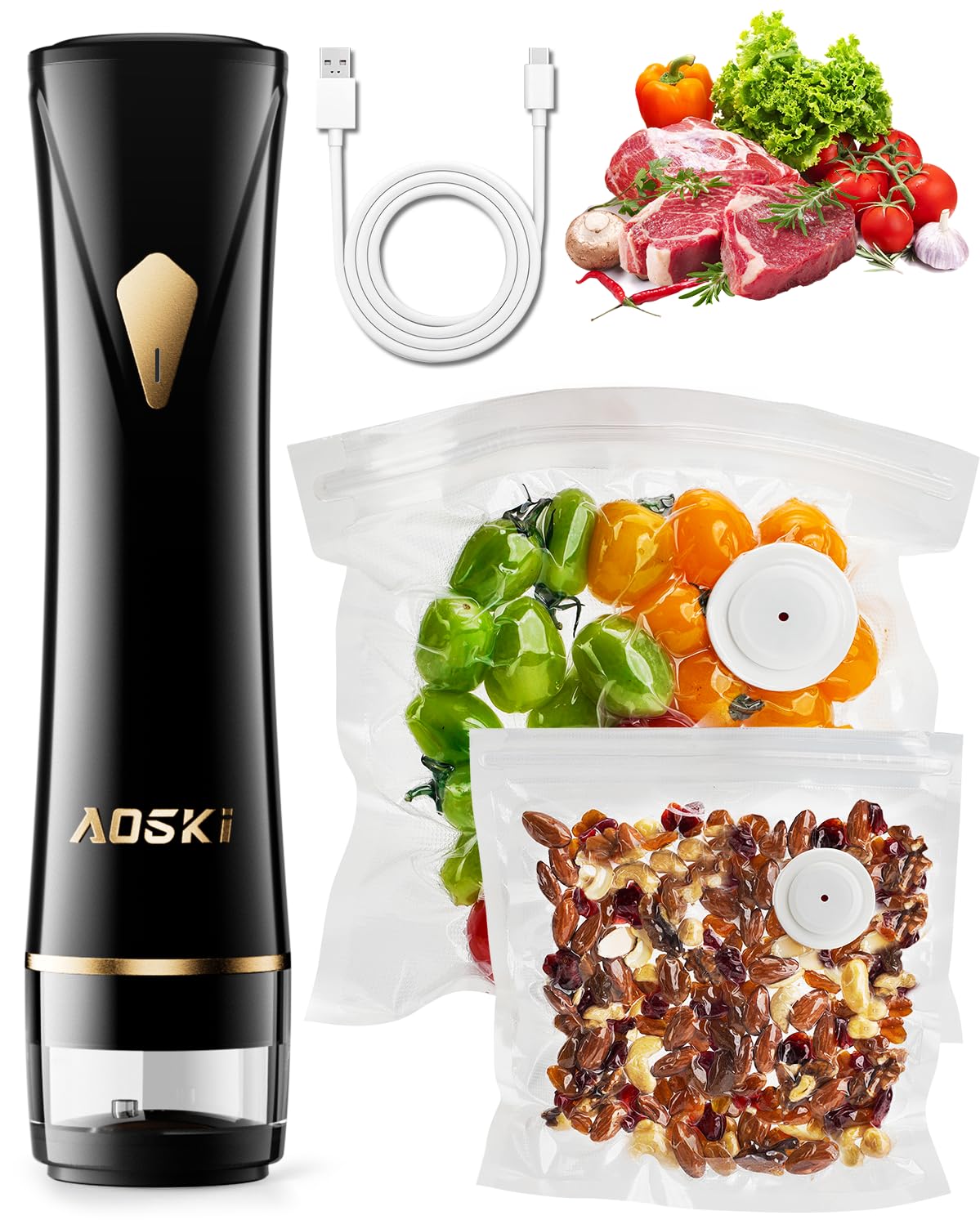 AOSKI vacuum sealer compact design demonstrates portable storage for small kitchens.