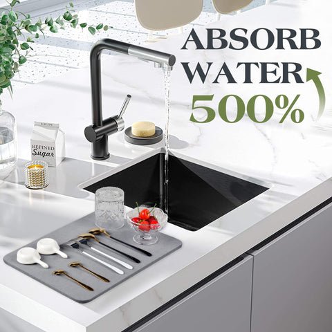 AOTASO diatomaceous earth mat absorbs moisture fast for a tidy kitchen