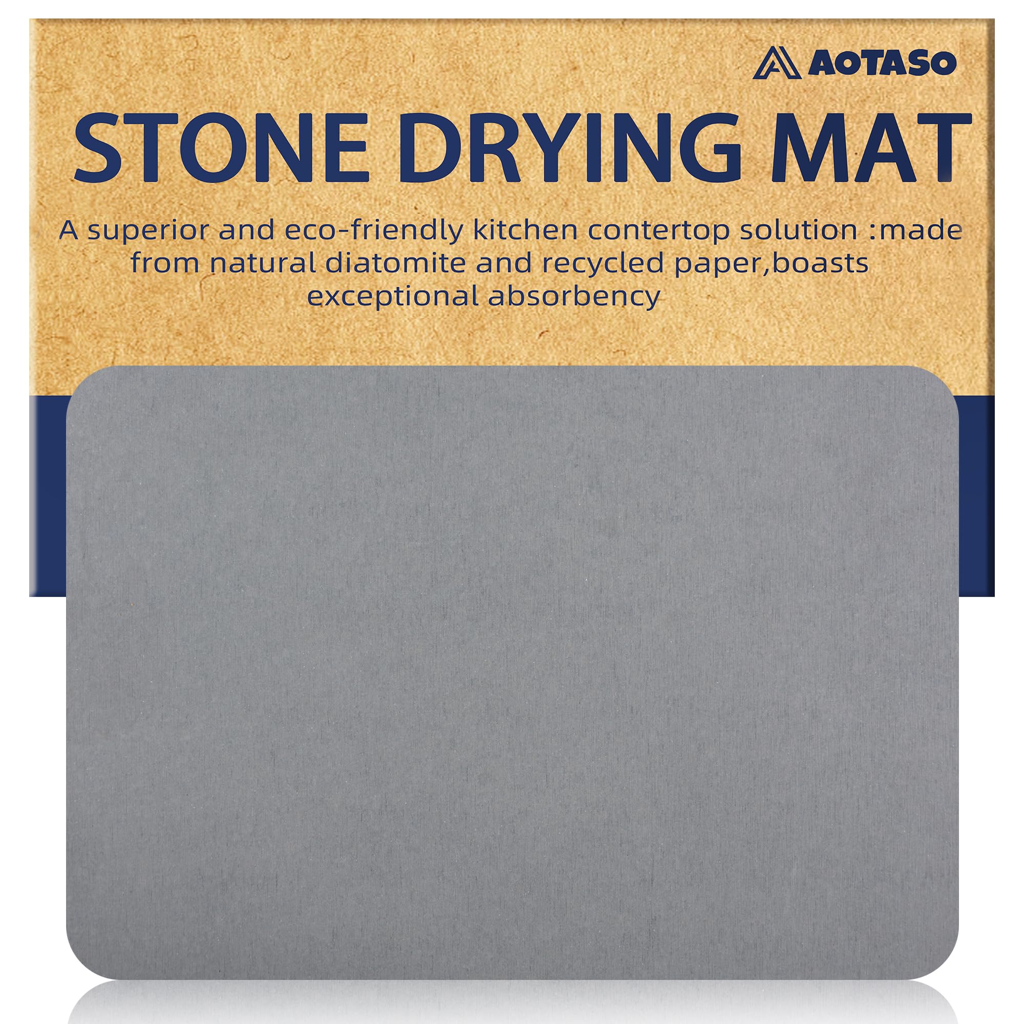 AOTASO stone drying mat 12x16 in gray dries dishes quickly on counters