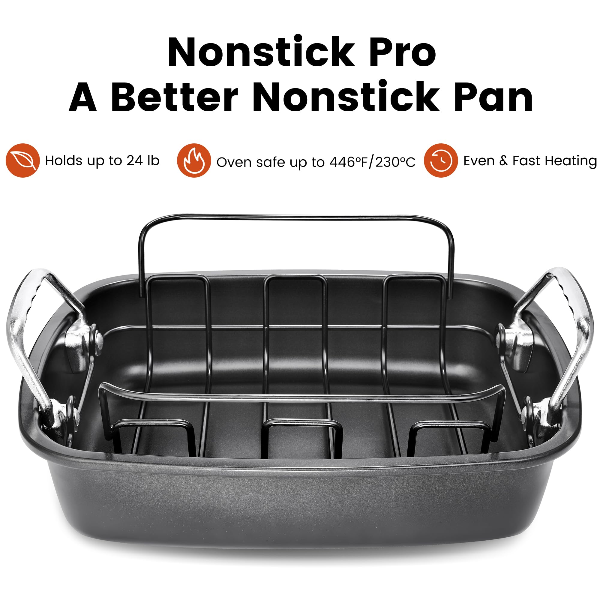 AOTASO roasting pan fits meat, lasagna, and vegetables for family meals