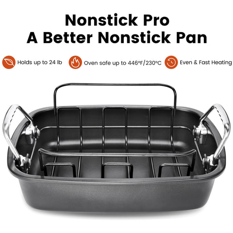 AOTASO roasting pan fits meat, lasagna, and vegetables for family meals