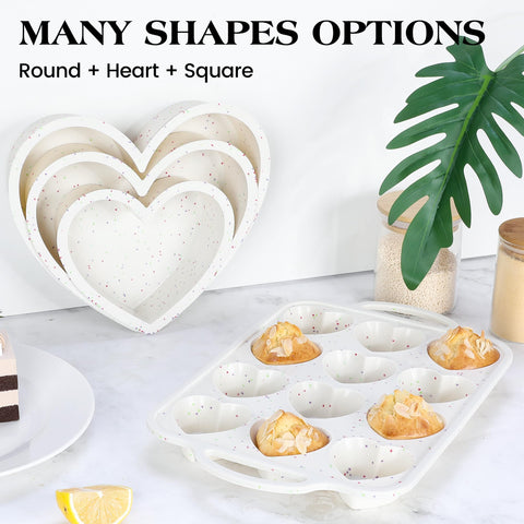 AOTASO versatile heart pan for muffins, cupcakes, egg bites, and small cakes.